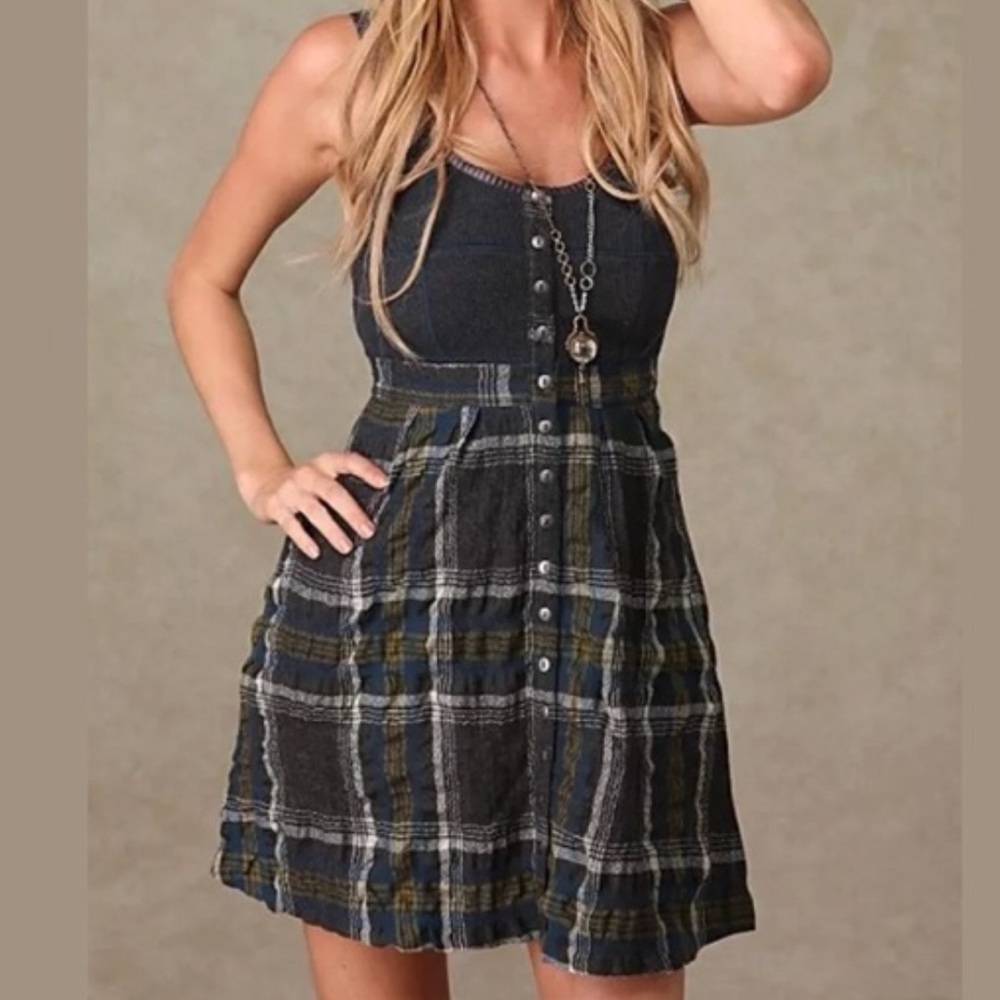 Free people plaid tank dress